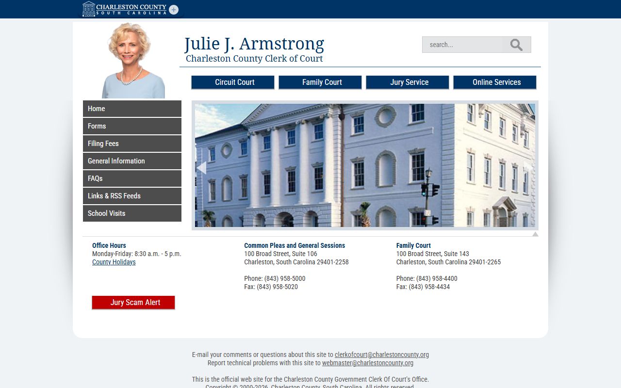 Charleston County Clerk of Court records homepage