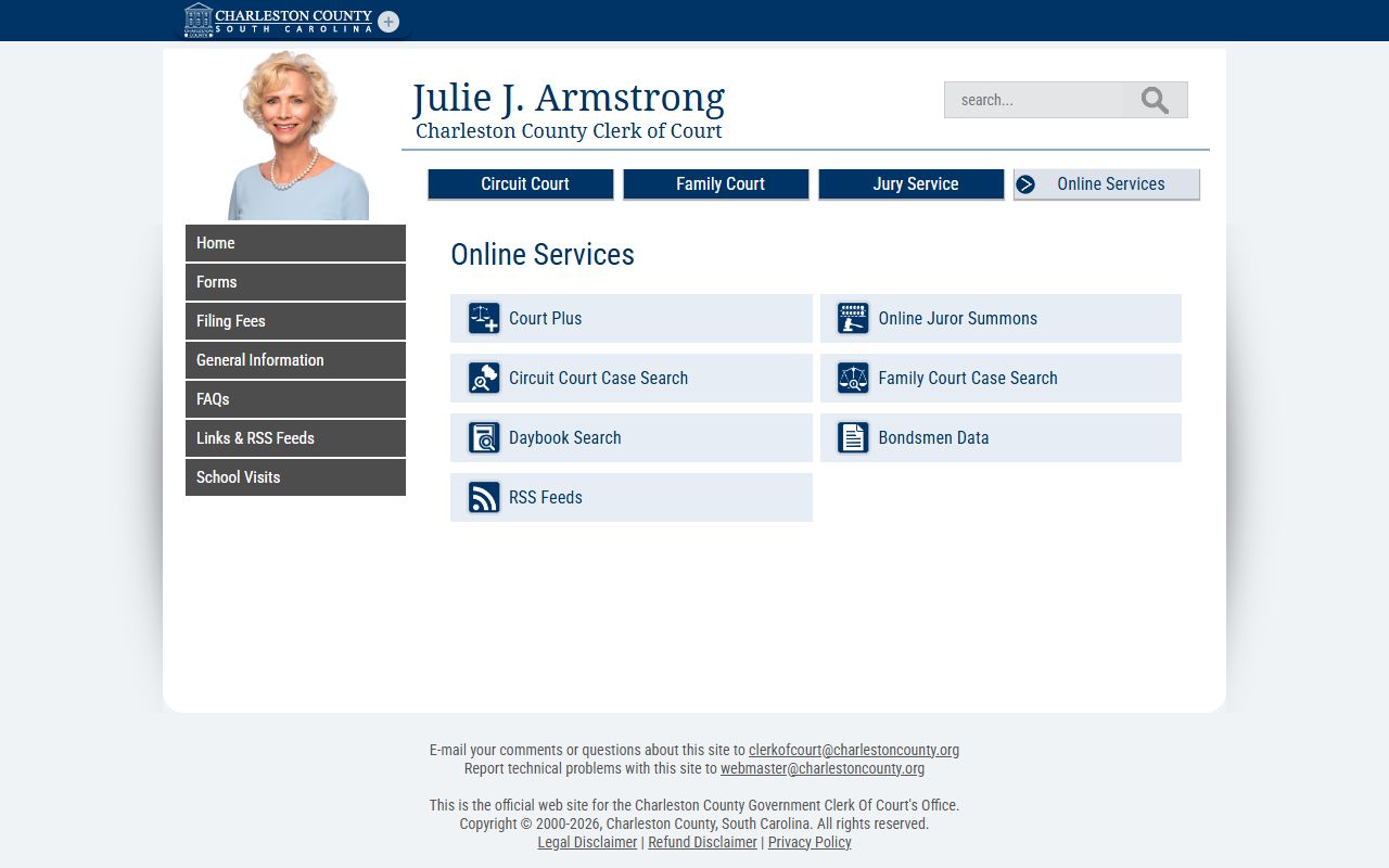 Charleston County Clerk of Court online record services