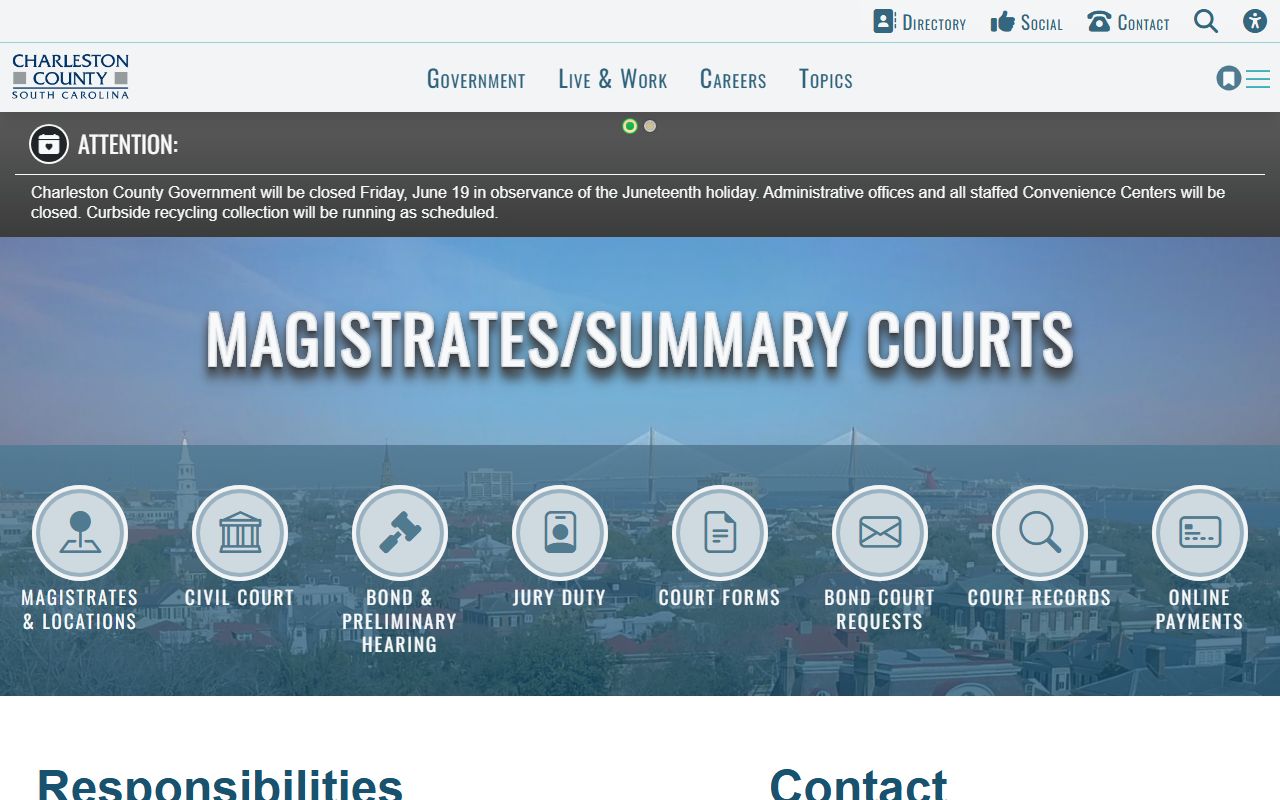 Charleston County Clerk of Court magistrate records routing