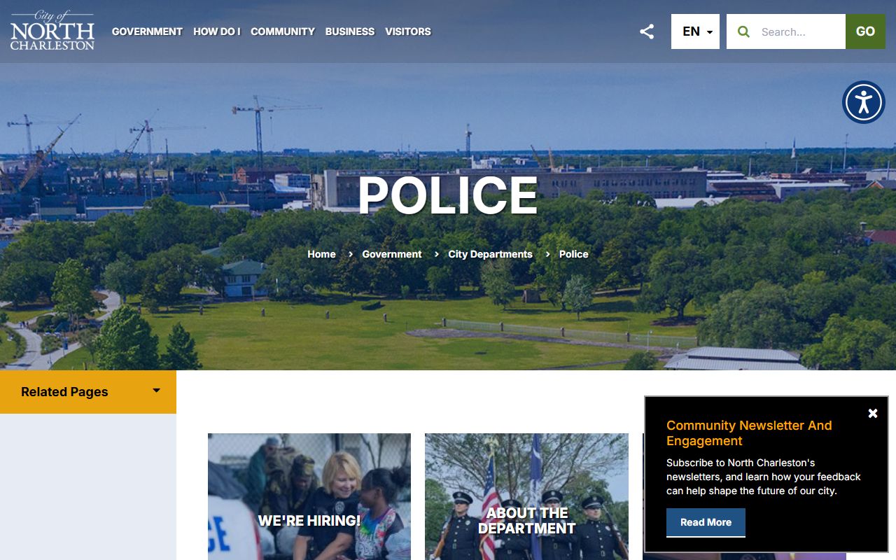 Charleston County arrest records and North Charleston Police Department page