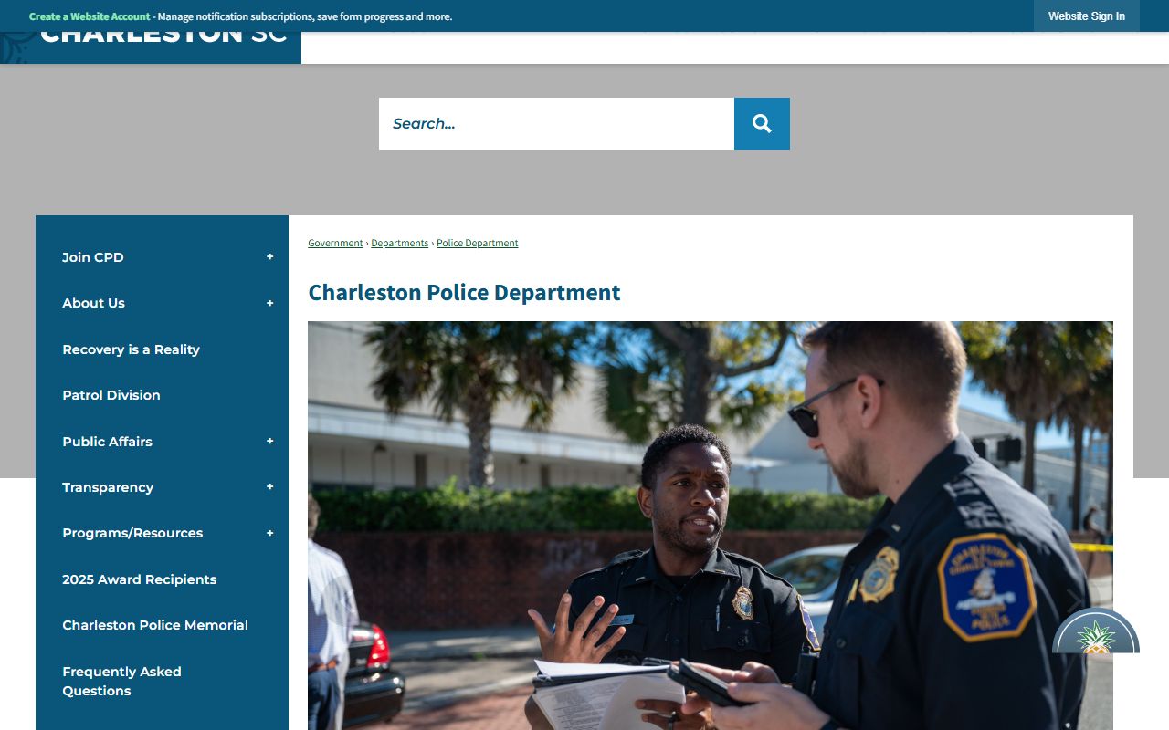 Charleston County arrest records and City of Charleston Police Department source