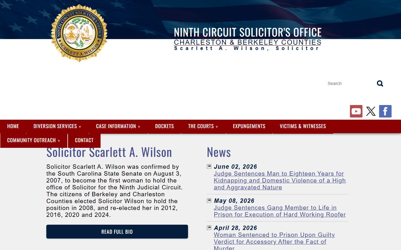 Charleston County criminal court records Ninth Circuit Solicitor homepage