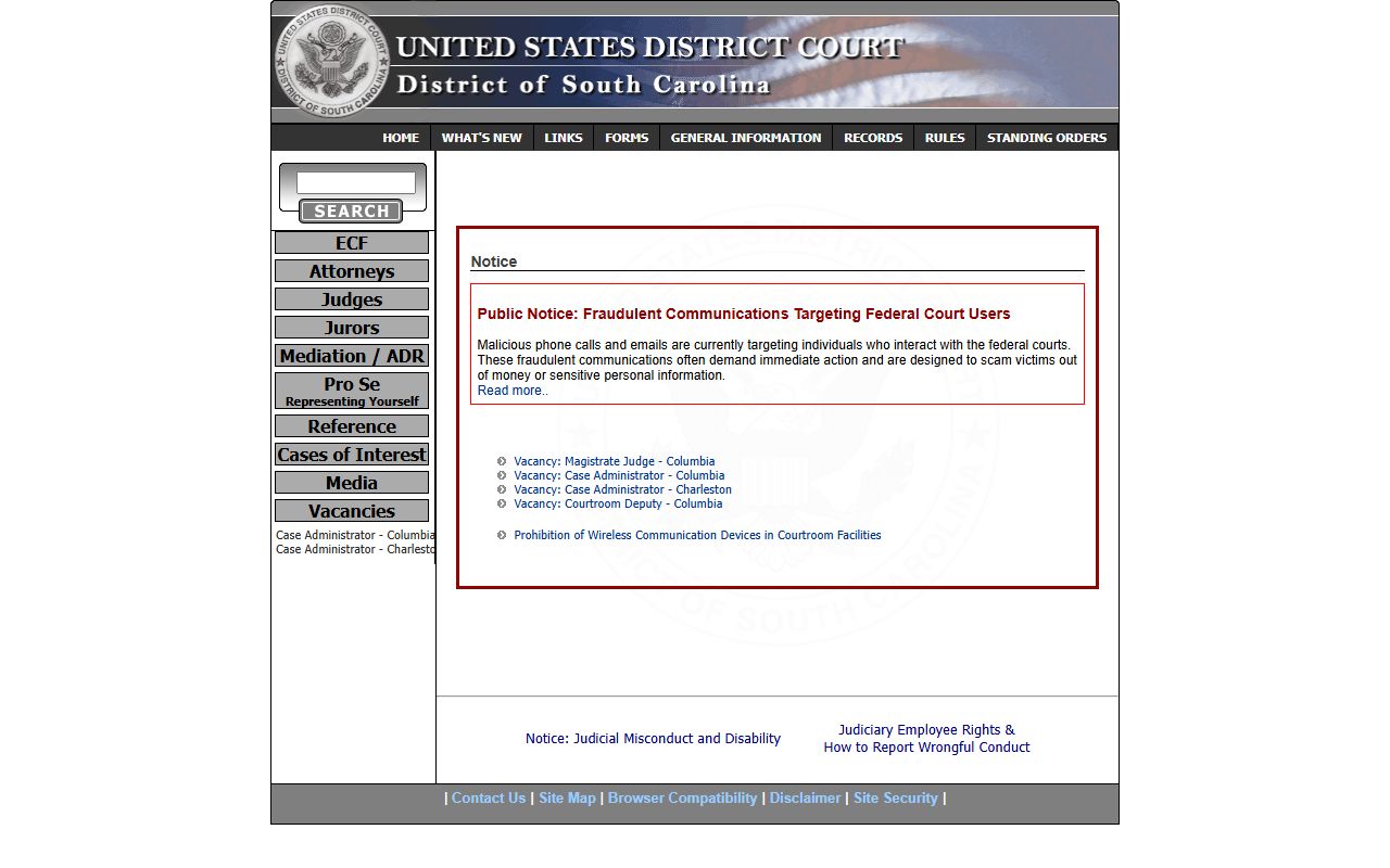 Charleston County Circuit Court federal district court distinction
