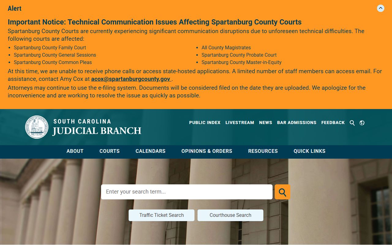 South Carolina Judicial Branch Charleston County court records