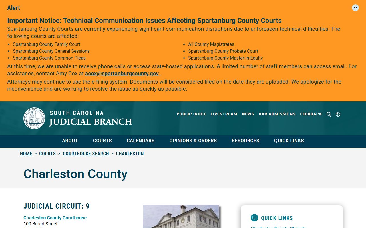 Charleston County court records state courthouse listing