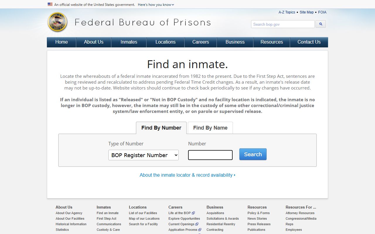 Charleston County inmate search BOP inmate locator