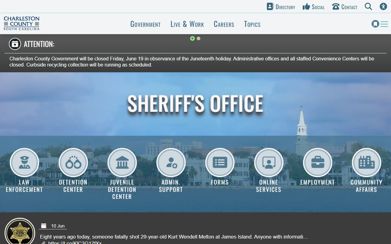 Charleston County inmate search sheriff office homepage