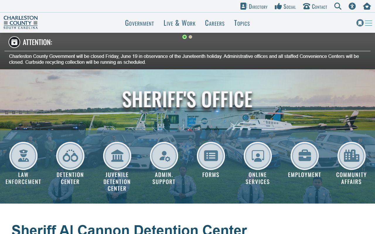 Charleston County inmate records Sheriff Al Cannon Detention Center