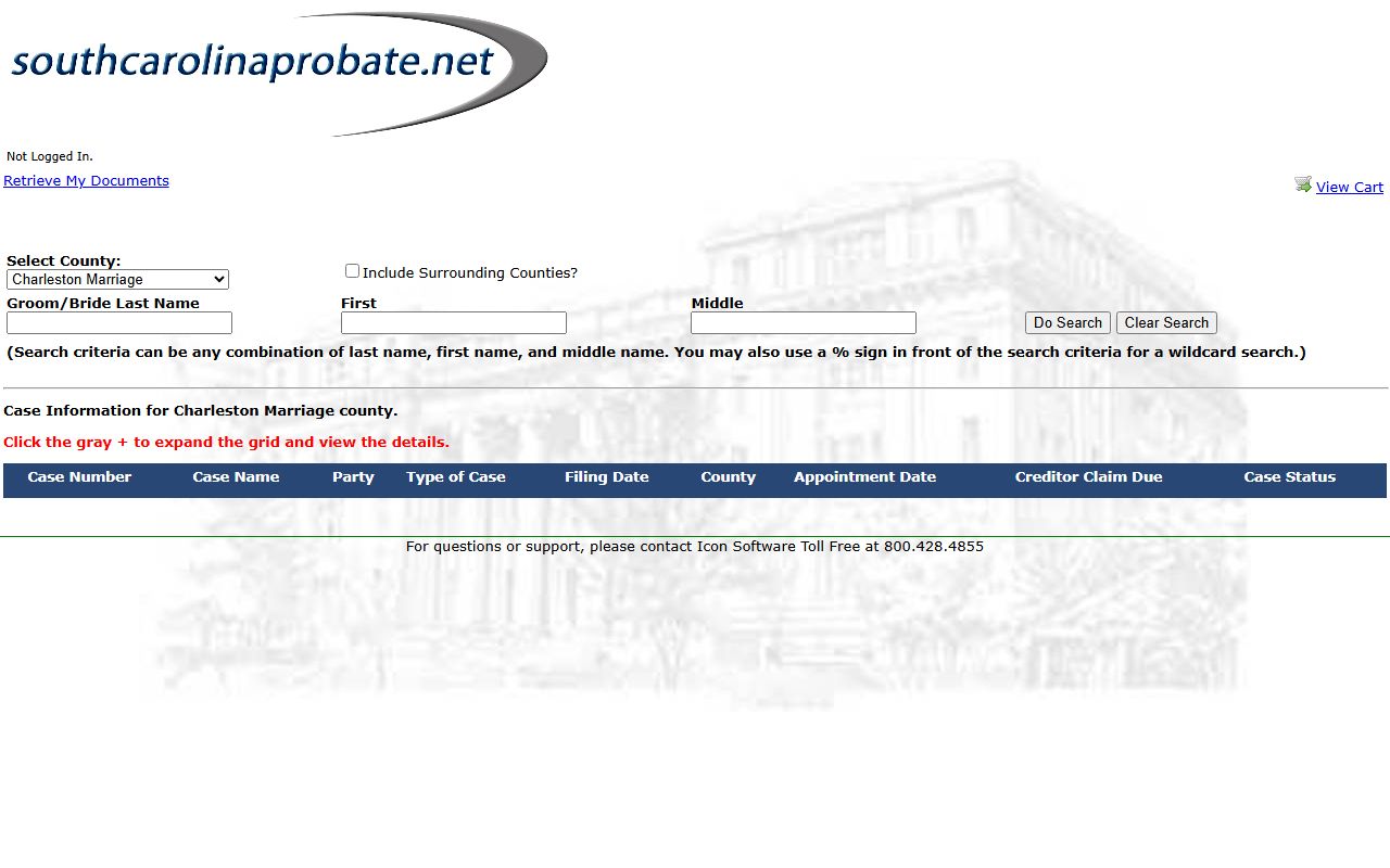 Charleston County marriage records search portal