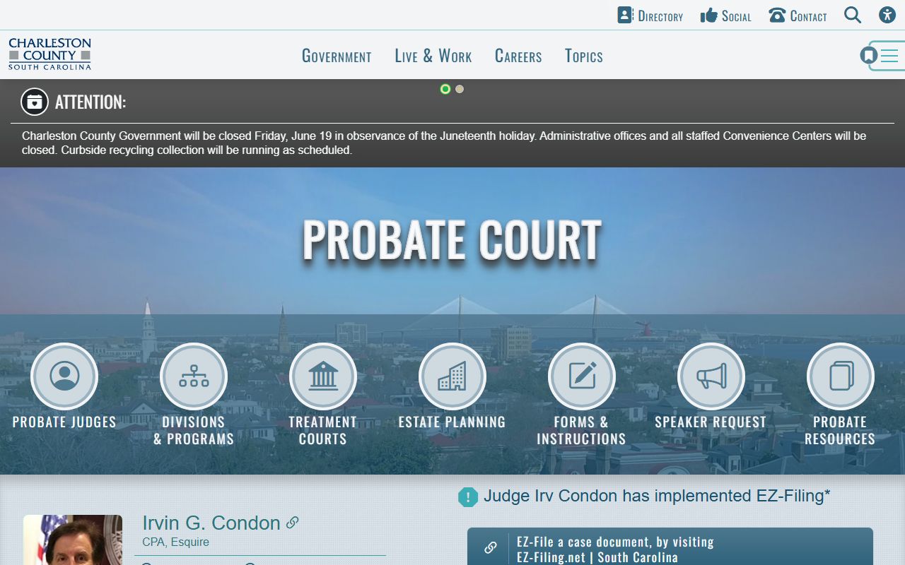 Charleston County probate records Probate Court homepage
