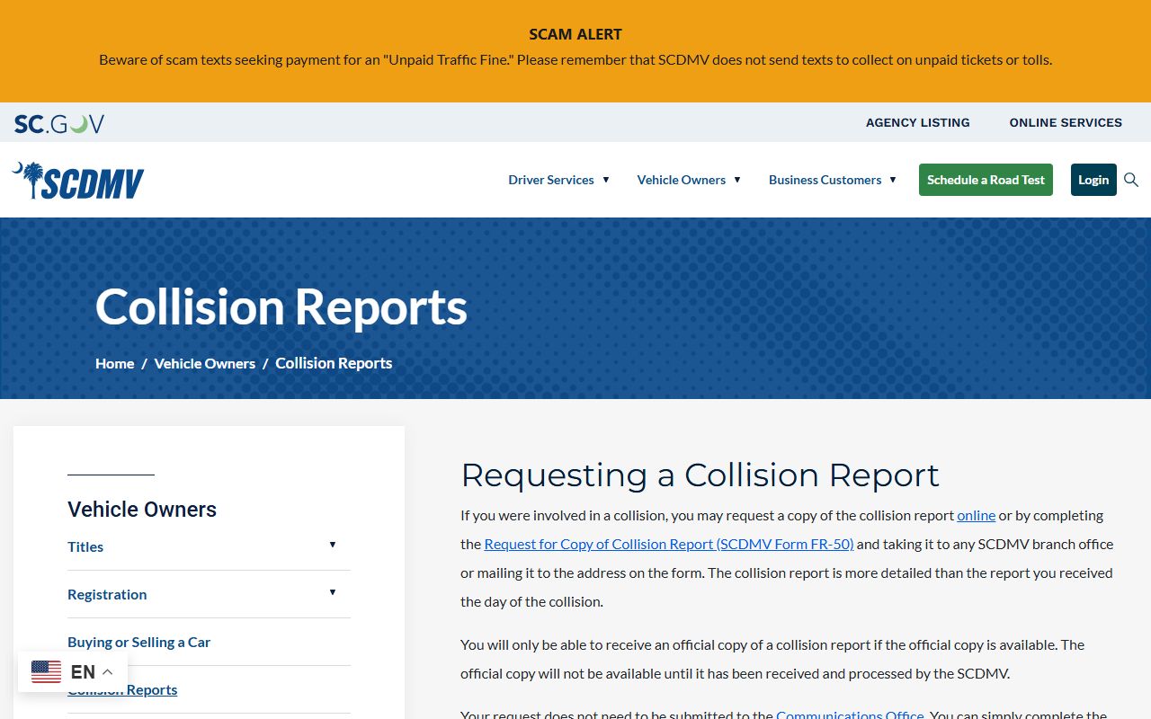Charleston County traffic court records SCDMV collision report channel