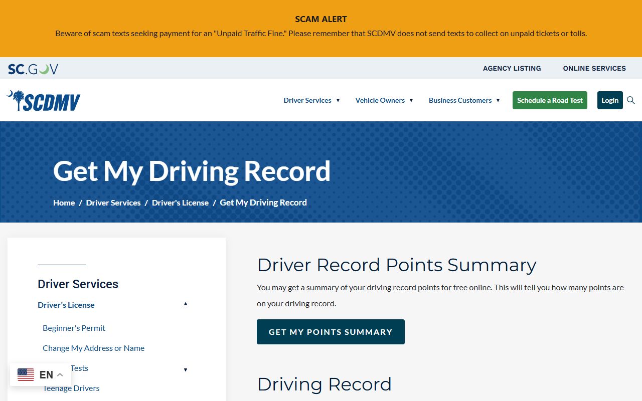 Charleston County traffic court records SCDMV driving record channel