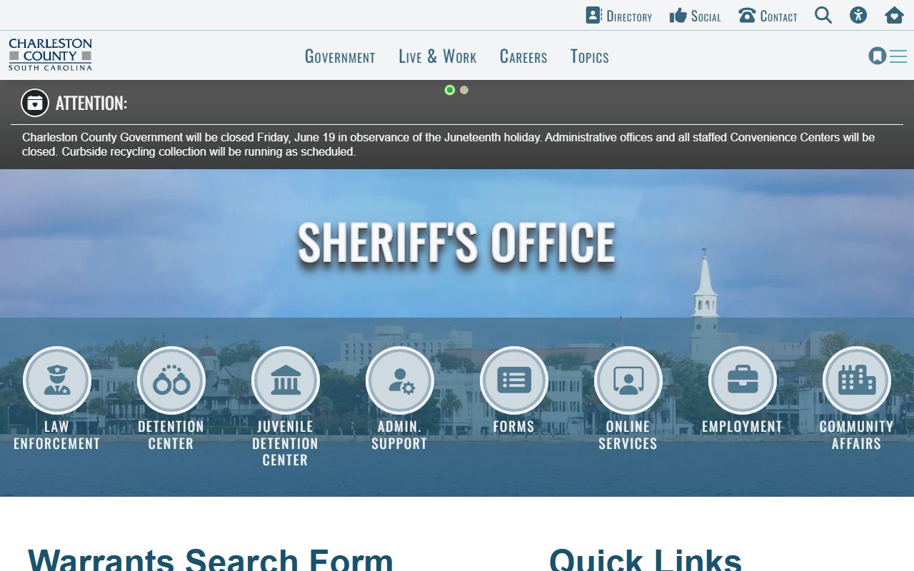 Charleston County warrant search active warrants form