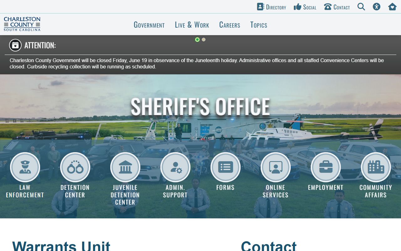 Charleston County warrant records sheriff warrant FAQ